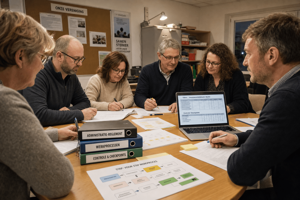 Hoe stel je een duidelijk administratiereglement en werkproces op voor de administratie van een vereniging, zodat taken, verantwoordelijkheden en controlemomenten voor bestuur en vrijwilligers helder&nbsp;zijn?