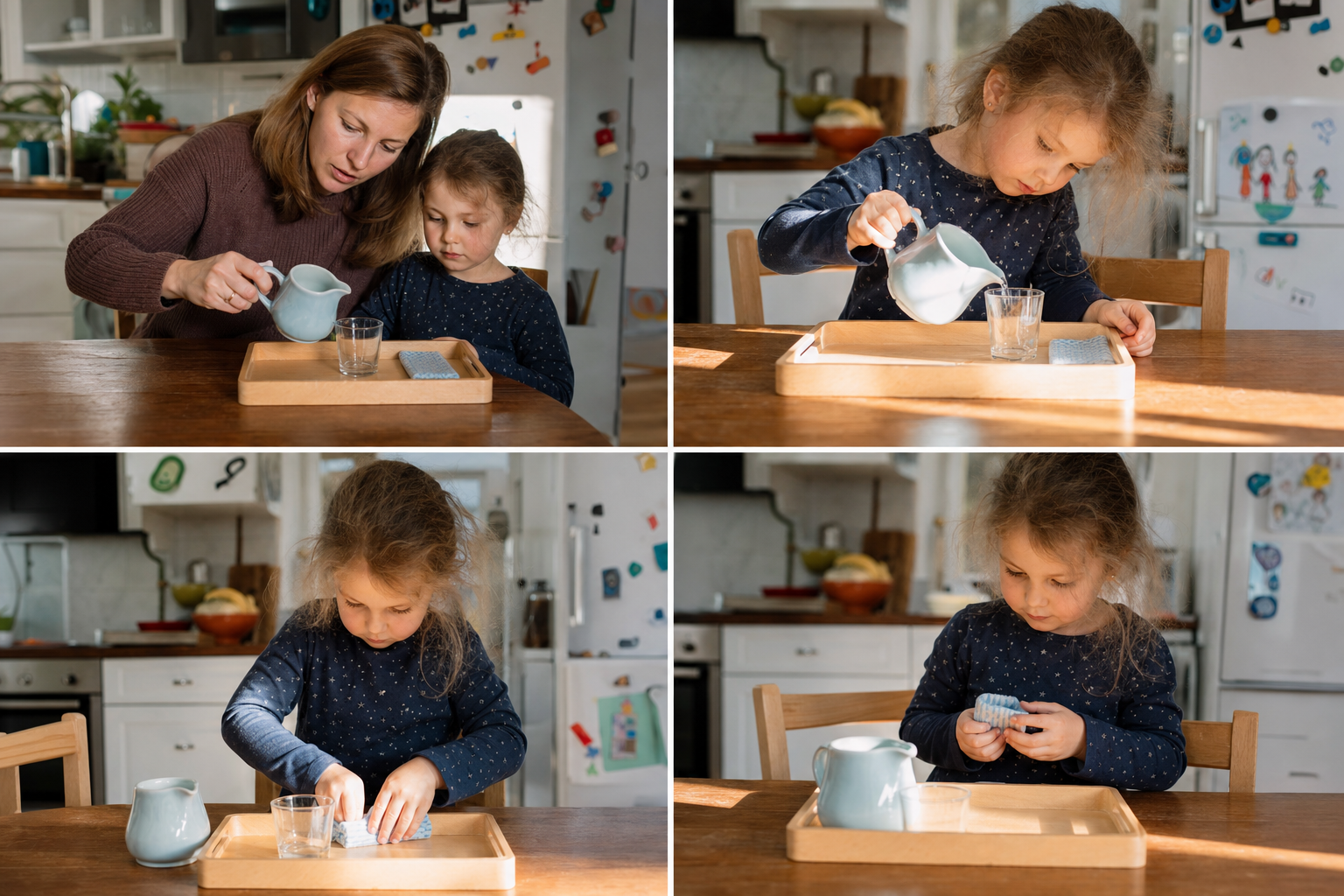 Peuter speelt met Montessori materialen